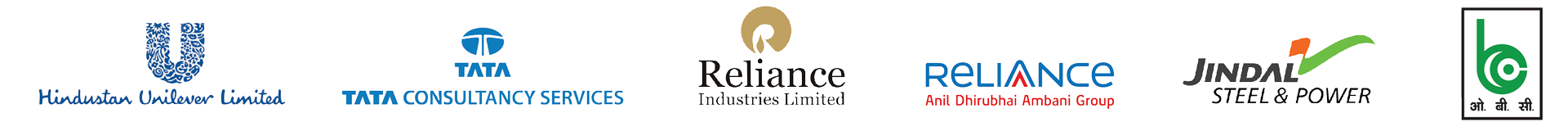 Our Clients - Hindustan Uilever Limited, TATA Consultancy Services, Reliance Industries Limited, Reliance, Jindal Steel & Power and OBC